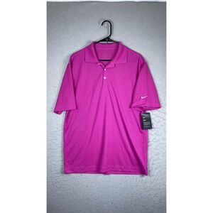 Nike Dri-FIT Polo Shirt Mens Medium Pink Solid Golf Performance Short Sleeve